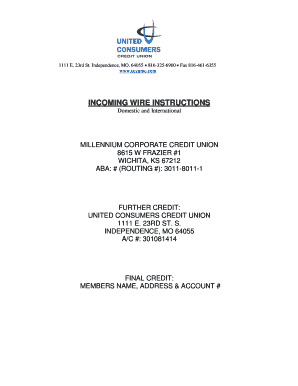 Incoming Wire Instructions