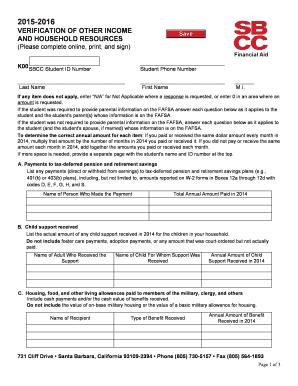 Verification of Other Income and Household Resources