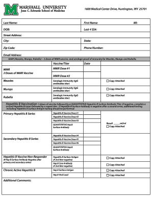 Medical Student Immunization Form