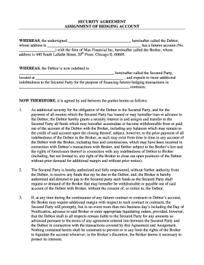 Security Agreement for Hedge Account