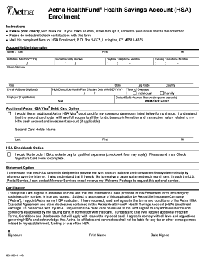 Aetna HealthFund HSA Enrollment Form