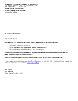 Texas Homestead Exemption Application