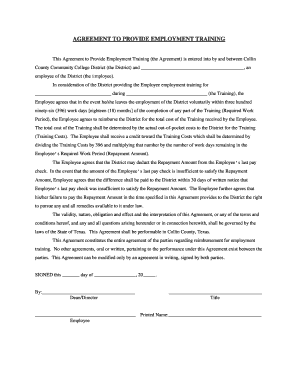 Employment Training Reimbursement Agreement