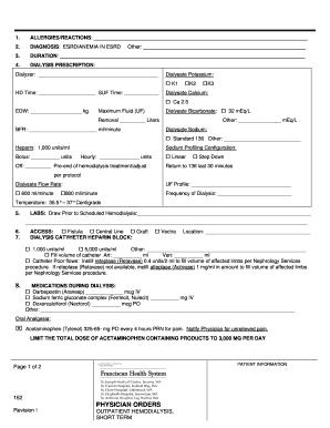 Outpatient Hemodialysis Physician Orders