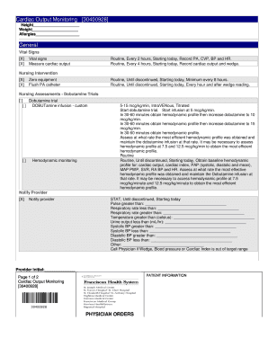 Cardiac Output Monitoring Form