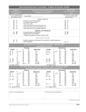 Gastrointestinal Stromal Tumor Staging Form