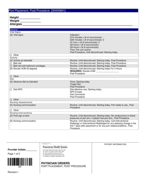 Port Placement Post Procedure Orders