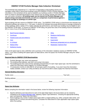 ENERGY STAR Portfolio Manager Data Collection Worksheet