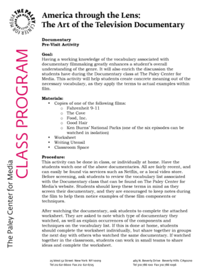 Documentary Class Worksheet
