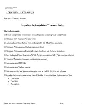 Outpatient Anticoagulation Treatment Packet