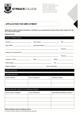 Application for Employment Form