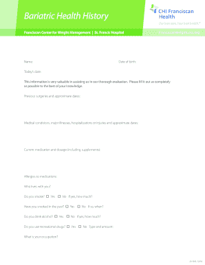 Bariatric Health History Form