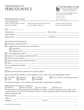 Periodontic Treatment Request Form