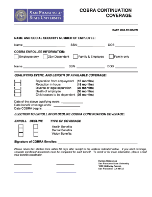 COBRA Continuation Coverage Election Form