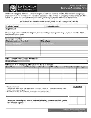 SF State Emergency Notification Form