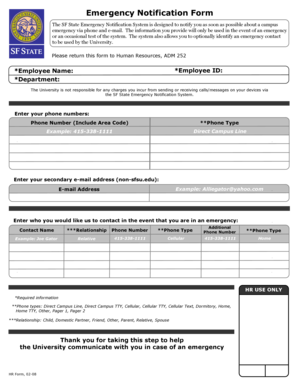 Emergency Notification Form - San Francisco State University