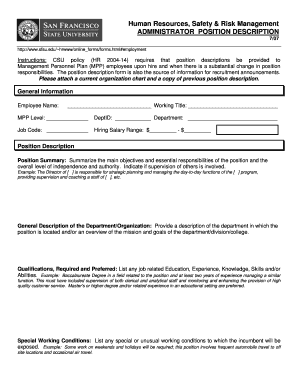 Administrator Position Description Form
