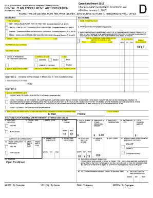 California Dental Plan Enrollment Authorization