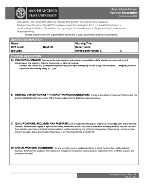 California State University Position Description Form