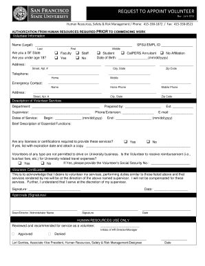 Volunteer Request Form