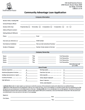 Community Advantage Loan Application