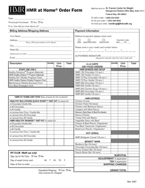 HMR at Home Order Form