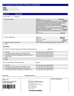 ED Transition for Psychiatric Patients Form
