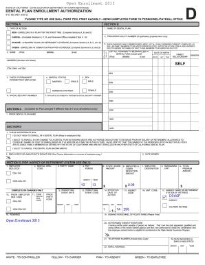 California Dental Plan Enrollment Authorization