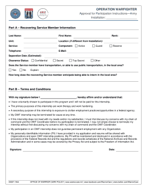 Operation Warfighter Approval for Participation