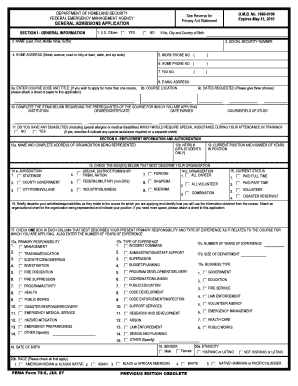 FEMA General Admissions Application
