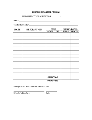 Eagle Advantage Program Responsibility Log