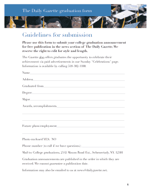 The Daily Gazette Graduation Announcement Form