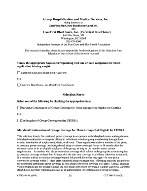 Maryland Continuation of Group Coverage Selection Form