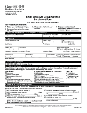CareFirst Small Employer Group Enrollment Form