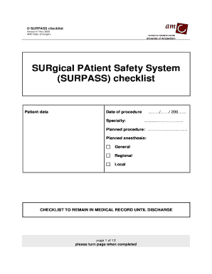 Fillable Online SURPASS checklist Fax Email Print - pdfFiller