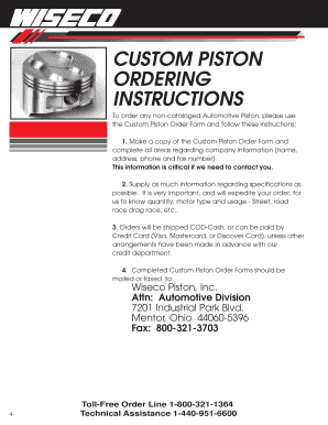 Custom Piston Order Form