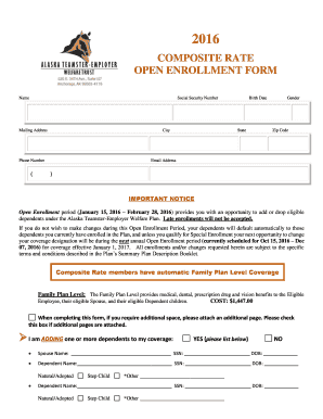 Alaska Teamster-Employer Welfare Plan Open Enrollment Form