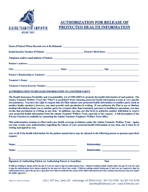 Authorization for Release of Protected Health Information