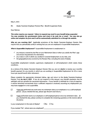 Alaska Teamster-Employer Pension Plan Benefit Suspension Form