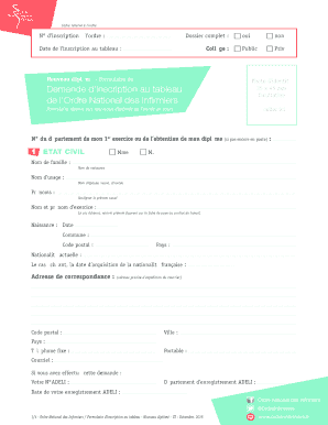 Formulaire d’inscription au tableau - Nouveau diplômé