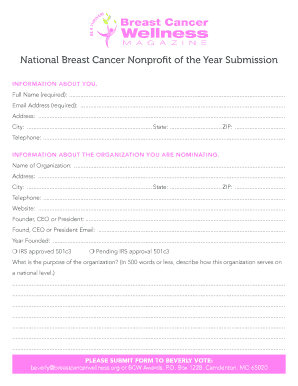 National Breast Cancer Nonprofit of the Year Submission