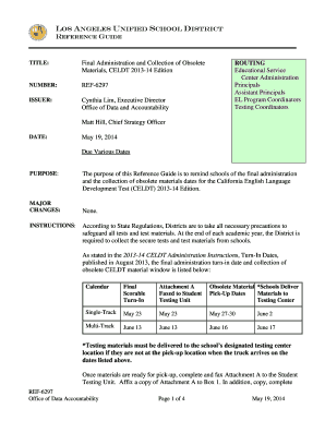 CELDT 2013-14 Obsolete Materials Collection Form
