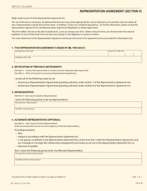 British Columbia Representation Agreement