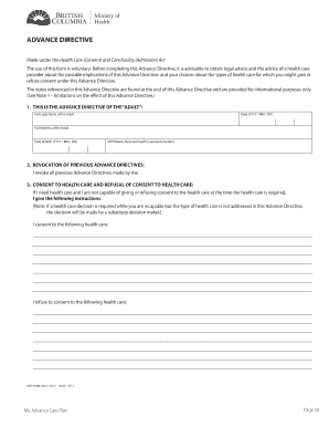 Advance Directive Health Care Consent