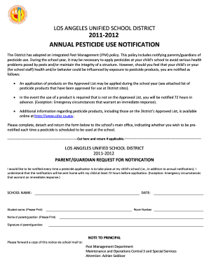 Los Angeles Unified School District Pesticide Use Notification