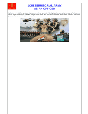 Territorial Army Officer Application Form