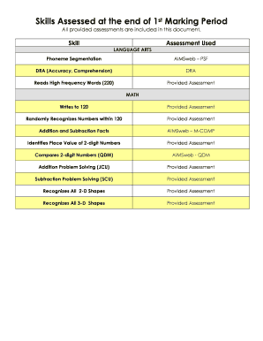 High Frequency Word Assessment Form