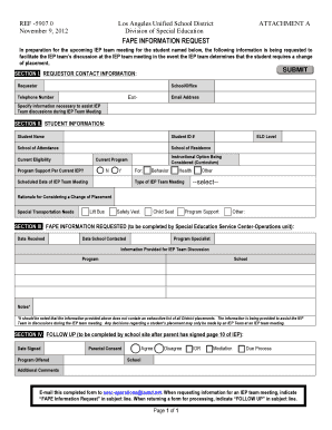 FAPE Information Request Form