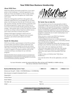 Wild Ones Business Membership Application