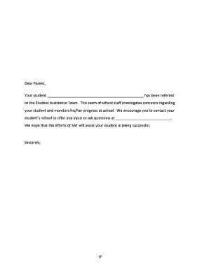 Student Assistance Team Referral Letter